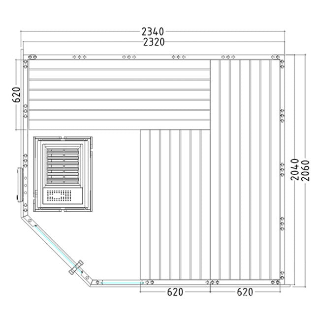 Sauna Vapor Komfort Corner Large 3/4 personas - BricoandPool