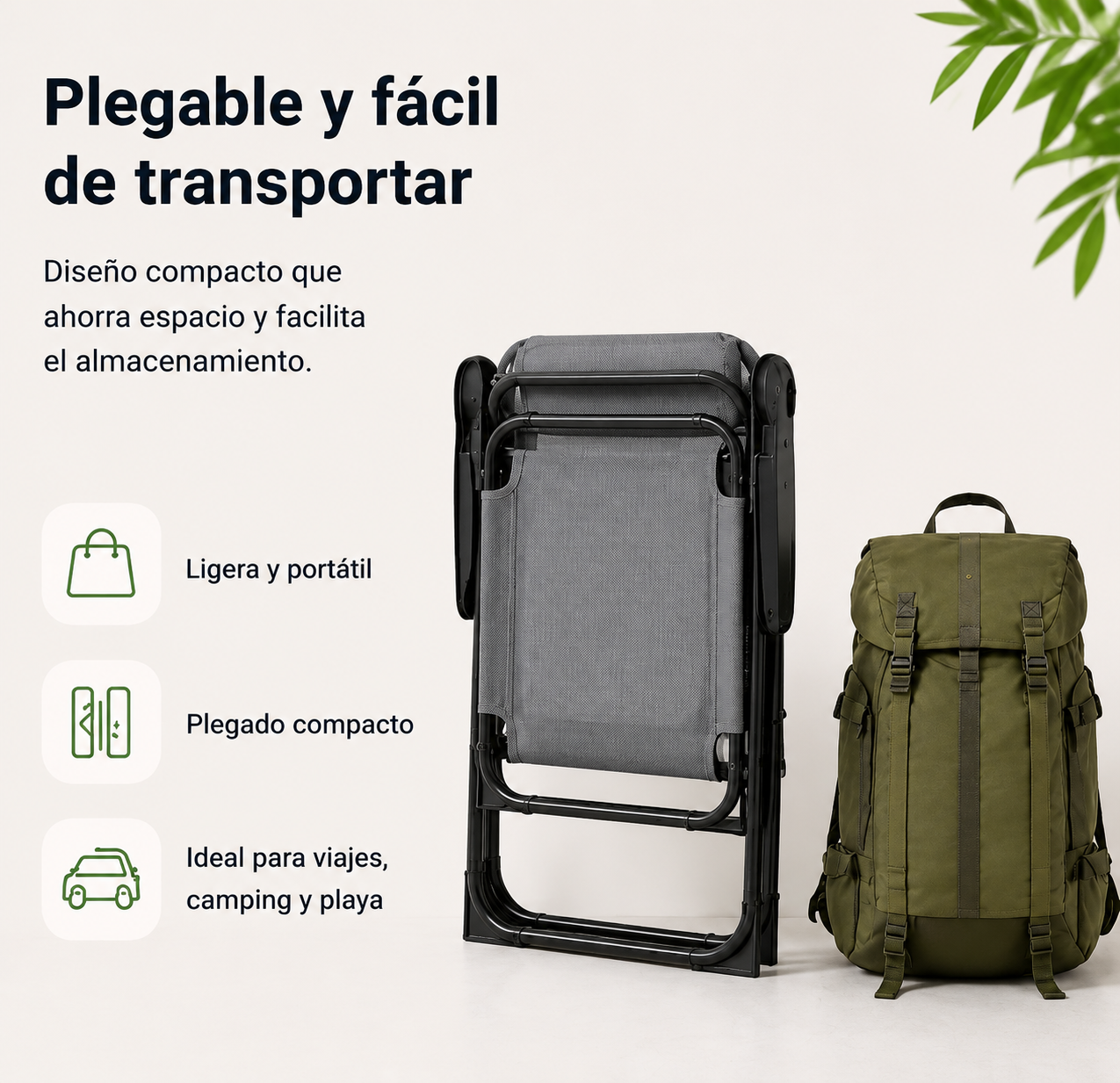 Sedia pieghevole reclinabile da giardino con 7 posizioni e schienale alto per campeggio, terrazza e esterno