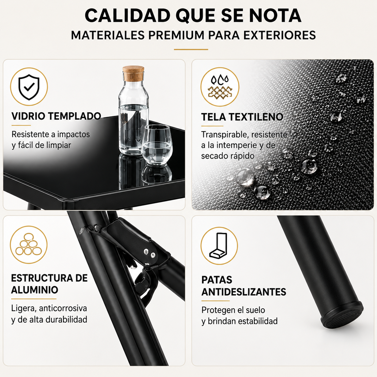 Set da giardino esterno 7 pezzi alluminio sedie reclinabili vetro