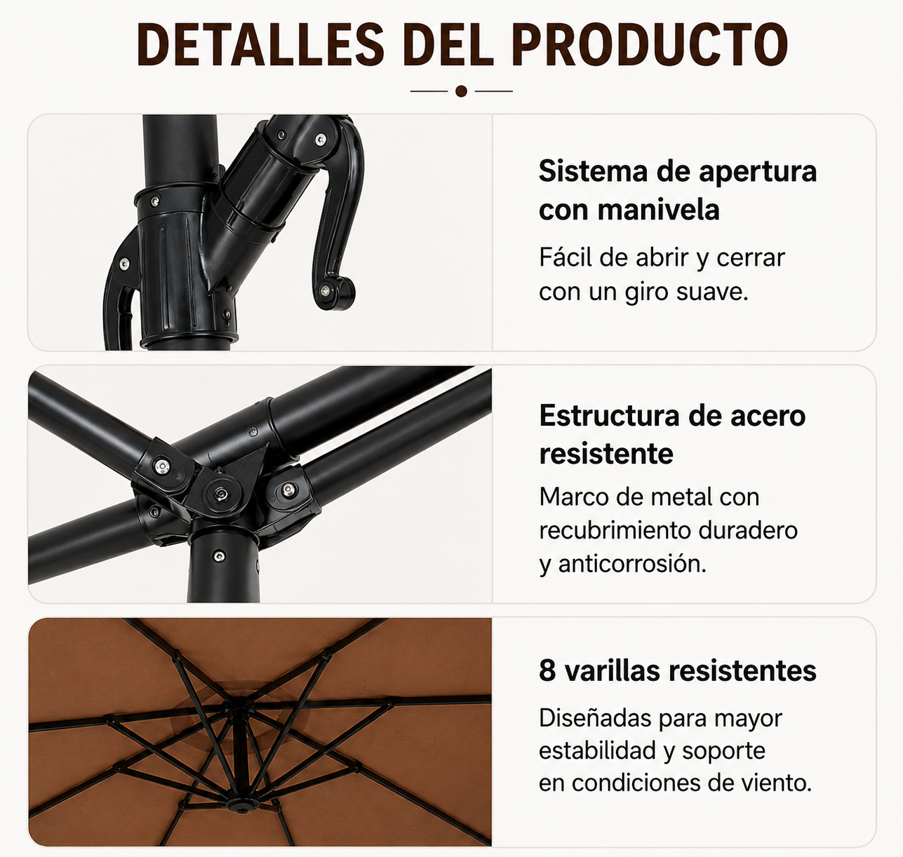 Sombrilla lateral kaki