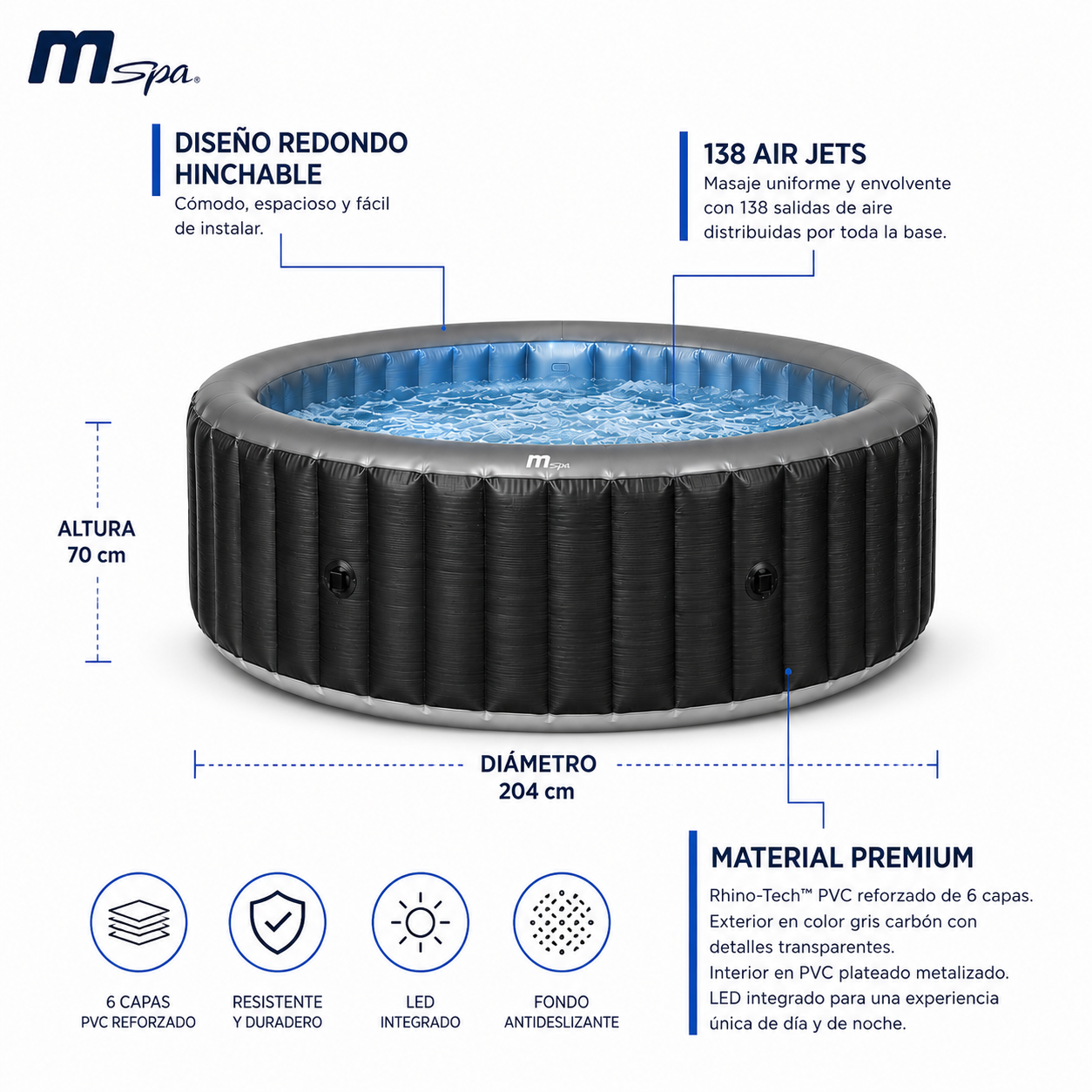 MSpa – Aufblasbarer Whirlpool runder Starry für 4–6 Personen