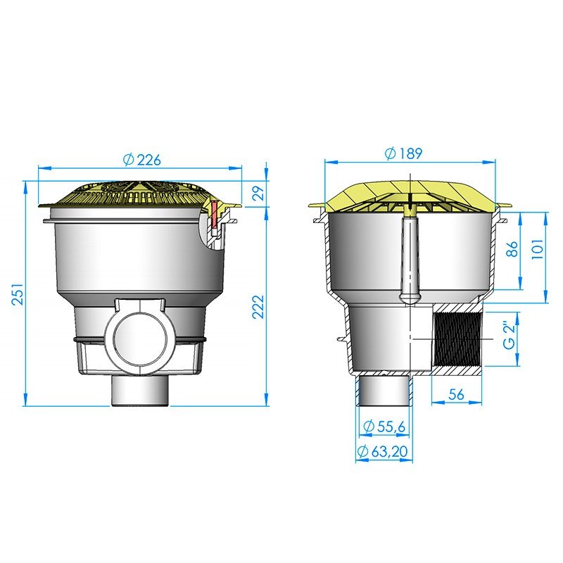 Sumidero Norm ABS rejilla antivortex piscina hormigón AstralPool - BricoandPool