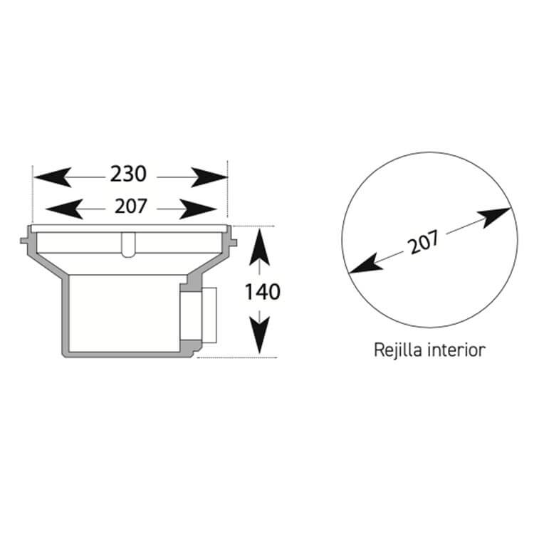 Sumidero piscinas hormigón Ø 200 mm QP - BricoandPool