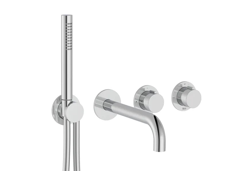T - Multi Grifería termostática empotrable para ducha (2 vías) con ducha de mano soporte con toma de agua y caño de bañera. A completar con cuerpo empotrable A5E244AC00 Ref: A5A244AC00 - BricoandPool