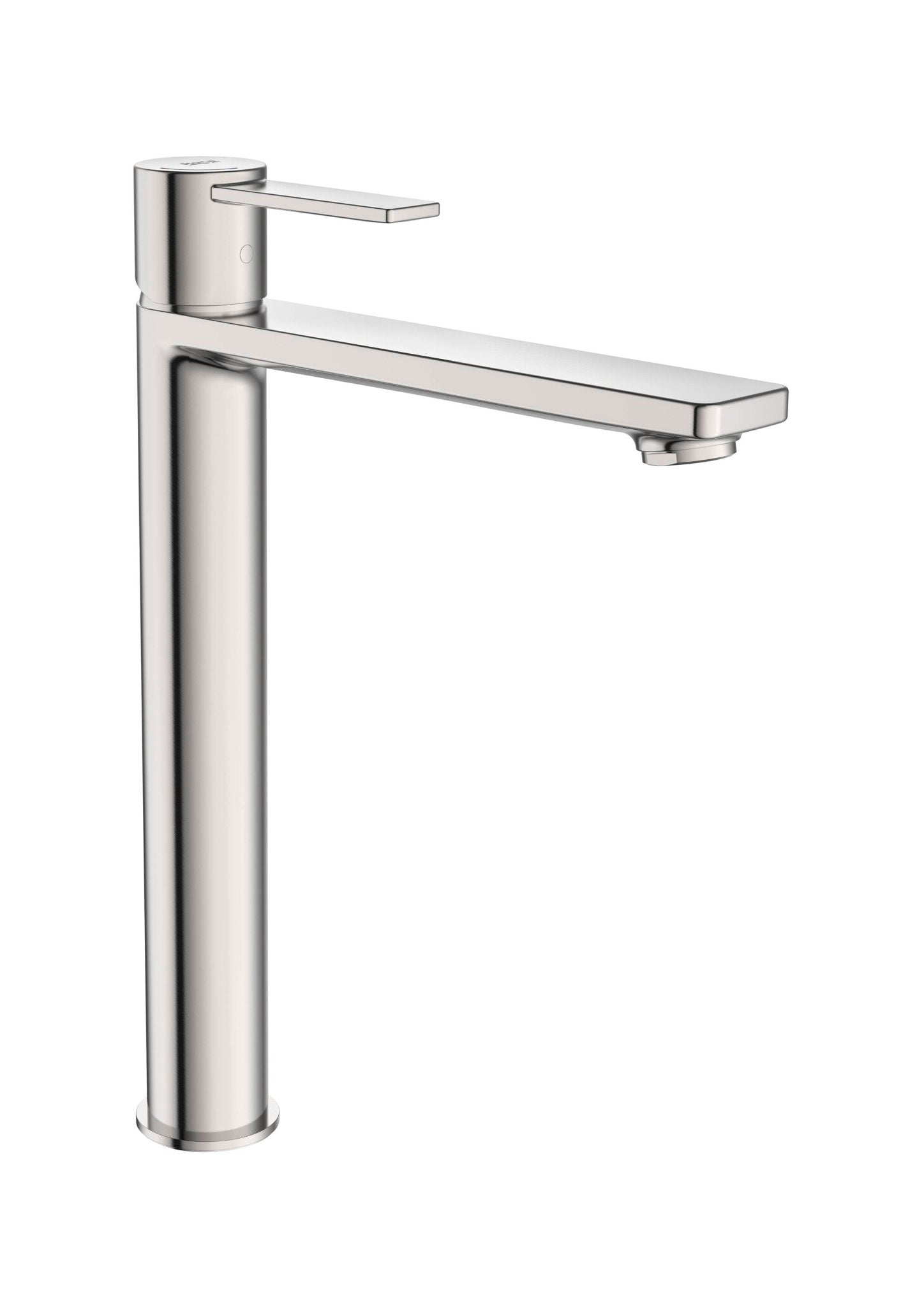 Targa - Grifería para lavabo con caño alto y cuerpo liso. Cold Start Acabado acero inoxidable - BricoandPool