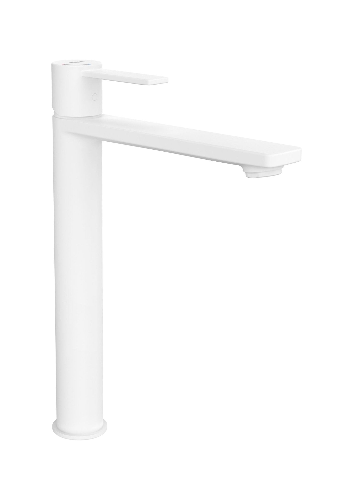 Targa - Grifería para lavabo con caño alto y cuerpo liso. Cold Start Blanco mate - BricoandPool